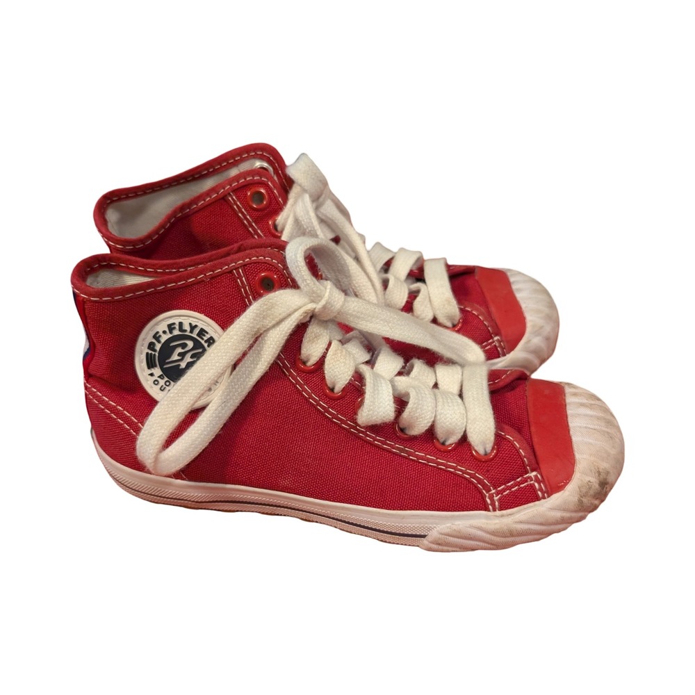 PF Flyers Center Hi Red Canvas High Top Sneakers Kids Retro Athletic Shoes